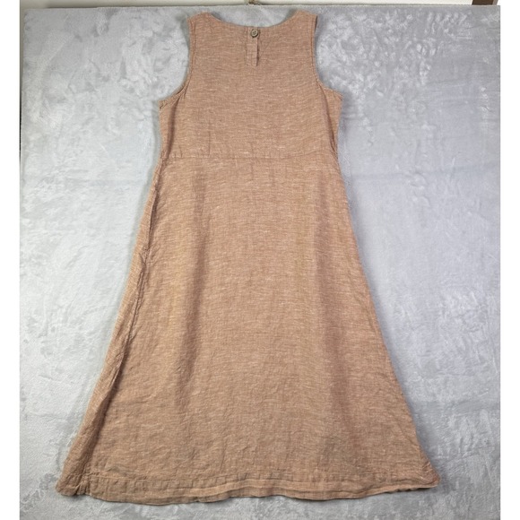 J Jill 100% Linen Dress Size Small Petite Tan/Orange Beach Vacation Pockets - Picture 12 of 15
